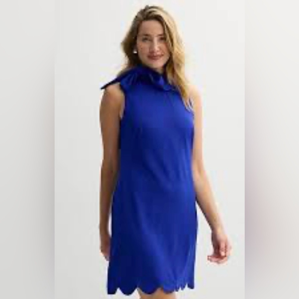 New with Tag Maison Tara Sleeveless neck bow scallop hem royal blue Dress 14
